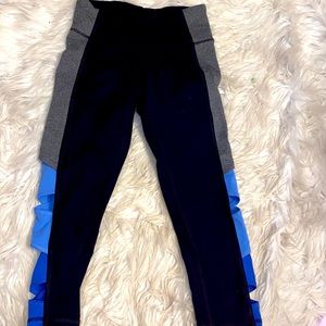 XS black with ombré blue cutouts down legs